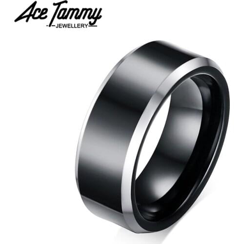 New Fashion Punk Vintage 8mm Classic Ring Male Black Color Tungsten Carbide Jewelry Wedding Engagement Ring For Men