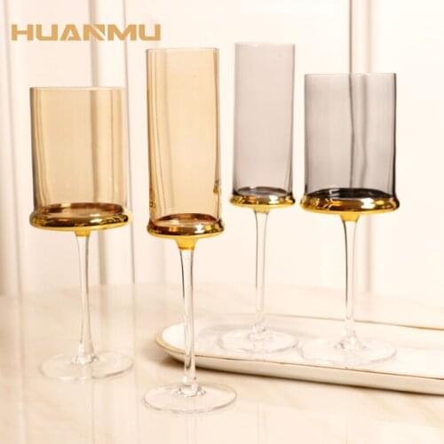 Creative European-Style Electroplating Golden Red Wine Glass Champagne Glass Home Juice Cup Tall and Short Water Cup