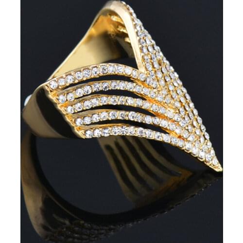 LEEKER Luxury Design Full Cubic Zirconia Triangle Shaped Big Ring For Women Silver Color Wedding Female Jewelry 031 LK7