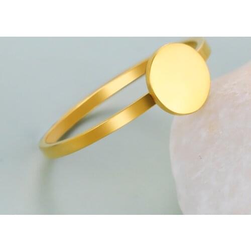 COOLTIME Small Round Plat Shiny Ring Stainless Steel Rings Engagement Wedding Valentine‘s Gift for Women Girlfriend Jewelry 2021