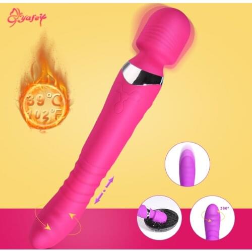 Female Magic Wand Massager 7 Speed Heating Vibrator Rotation thrusting dildo AV G spot Vibrators Clit Stimulator Adult Sex Toys