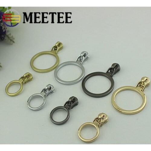 Meetee 20pcs 5# Zipper Silder for Metal Zipper Head O Ring Puller Decoration DIY Bags Garment Sewing Repair Kits Accessories