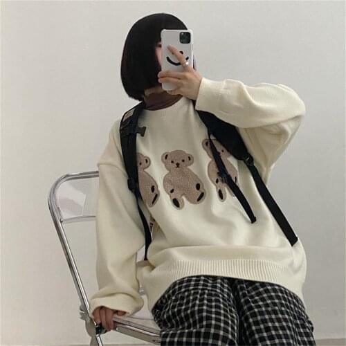 Cute Women Knitted Sweater Fashion Oversize Pullover Ladies Winter Loose Sweater Korean Butterfly Women Jumper Sueter Mujer