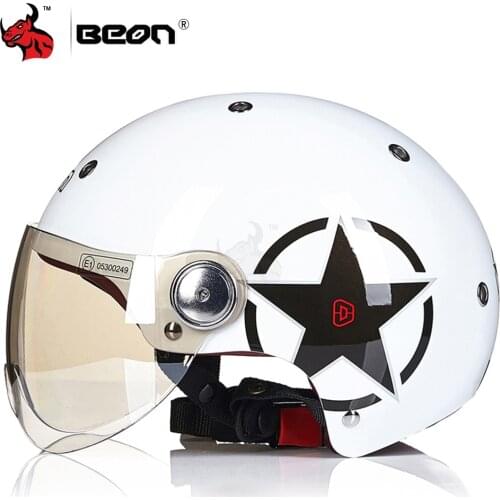 BEON Motorcycle Helmet Men Summer Motocross Riding Helmet Breathable Casco Moto Vintage Scooter Motorbike Helmets Half Face