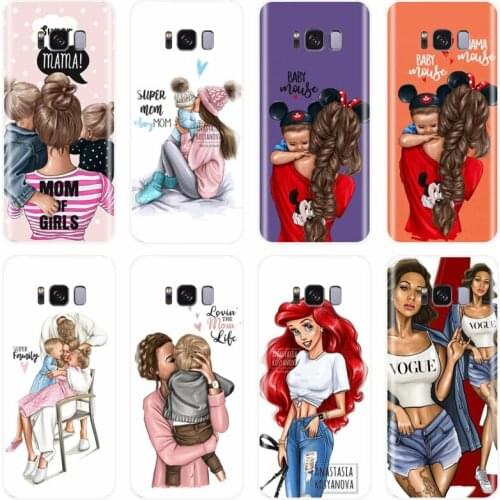 For Samsung Galaxy NOTE 8 9 S6EDGE S6 S7 S8 S9 S10 PLUS S10E Brown Hair Baby Mom Girl Queen Cover Soft Silicone TPU Phone Case