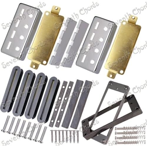 A Set N&B Bass Pickup Kits Producing Accessories Chrome Brass Pickup Cover & Baseplate & Magnet & Plastic Pickup Ring & Bobbin