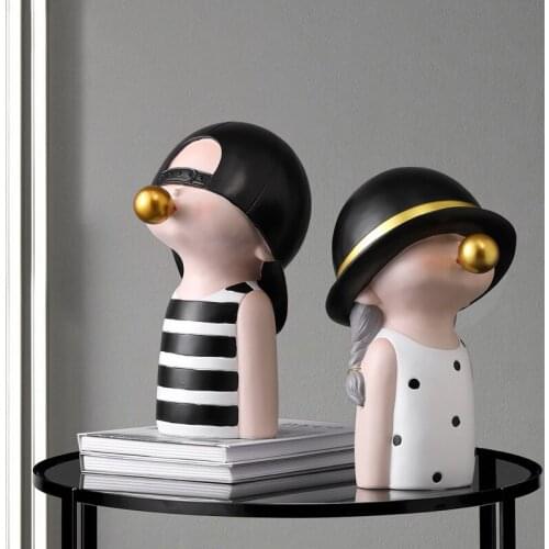 Nordic Children Sculpture Creative Resin Statue Modern Home Decoration Living Room Bedroom Decoration Childrens Holiday Gifts