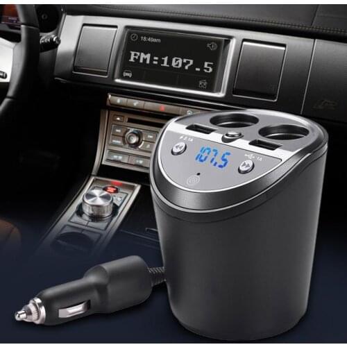 New Car Charger for iPhone Mobile Phone Handsfree FM Transmitter Bluetooth Car Kit LCD MP3 Player Dual USB Car Phone Charger