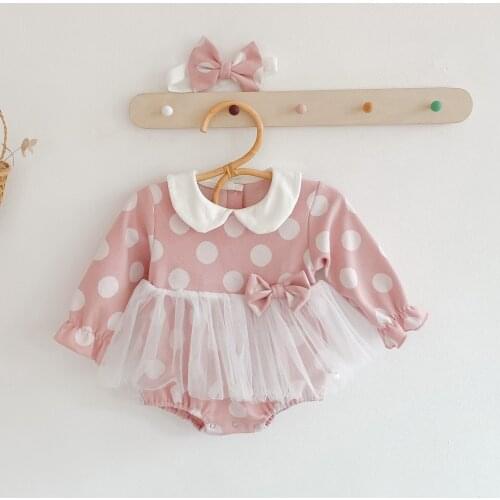Autumn New Baby Girls Dotted Pattern Long Sleeve Romper