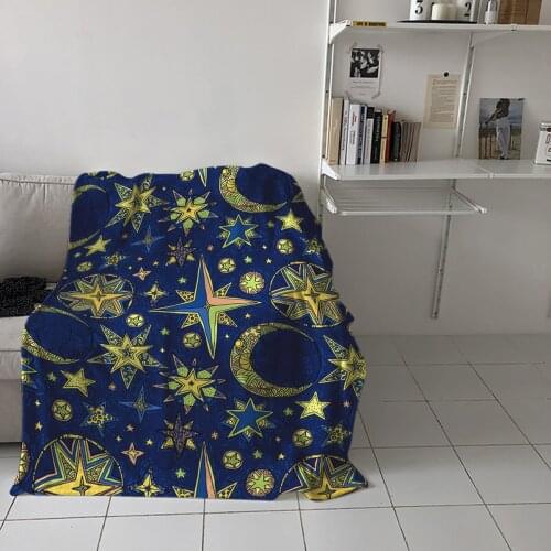Sofa Throw Blanket Mysterious Moon Star Totem Airplane/travel/adult Bedroom on Bed Soft Flannel Blanket Home Textile Decor