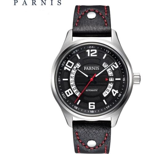Parnis 43mm Casual Mens Automatic Mechanical Watches 10ATM Luminous Waterproof Calendar Men Mechanical Military Wrist Watch
