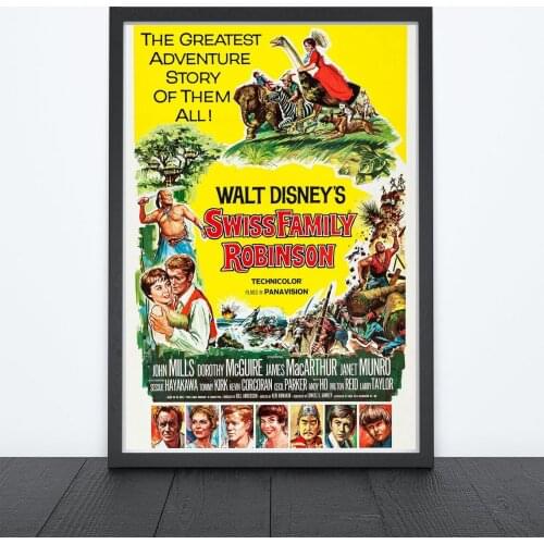 Swiss Family Robinson (1960) Poster American Adventure Film Wall John Mills Dorothy McGuire James MacArthur Art Gift