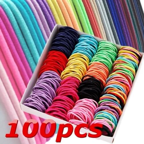 100PC/set girls Ponytail Rubber Bands Hair Rope children Elastic Hair Band Hair Ring Ponytail Holder Kids Hair Accessories