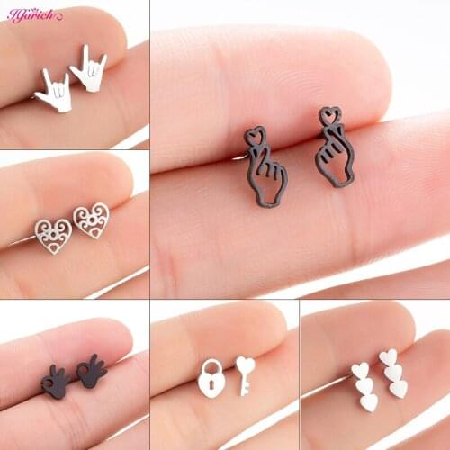 Romantic Stainless Steel I Love You Gesture Earring 2021 Wedding Engagement Ear Jewelry for Women Girls Valentines Day Gifts