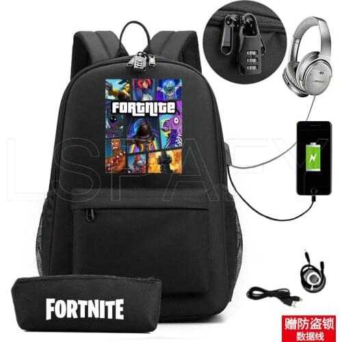 Fortnite Backpack Fashion School Backpack Hot Game USB Charging School Bags For Teenage Boys Girls Backpacks Schoolbag Child