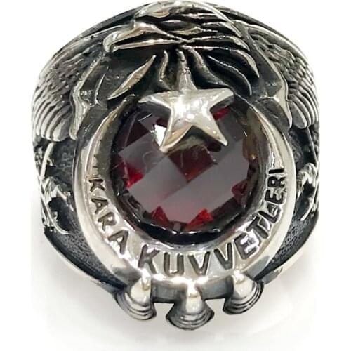 Land Forces Ataturk Themed the Moon the stars Soldier Silver Men 'S Ring