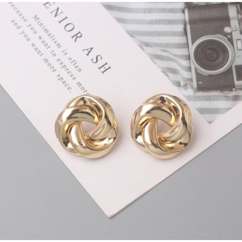 Gold Color Twist Knot Stud Earrings For Women Charm Statement Spiral Whirlpool Earing Wedding Party Jewelry Girl Gift Aretes