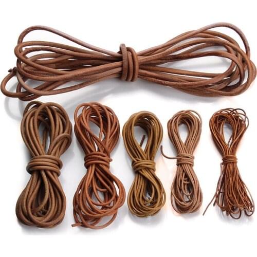 Natural Genuine Leather Cord Round Thong Cord String Rope For DIY Bracelet Jewelry Making Accessories 1/1.5/2/2.5/3/4/6mm