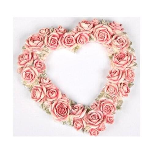 Silicone Mold Rose Flower Heart Shape Wreath Chocolate Fondant Cake Decoration Mold DIY Resin Clay Aroma Stone Mold