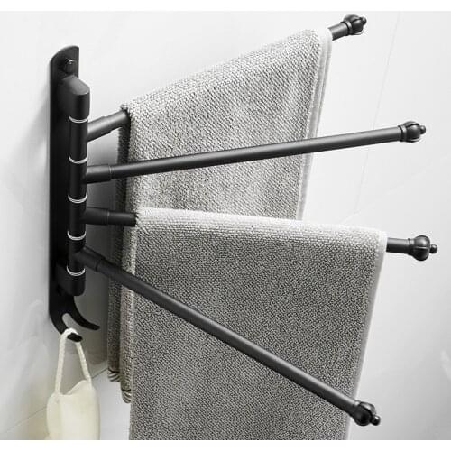 Folding Movable Bath Towel Bars Bath Towel Racks 304 stainless steel Towel Hanger Wall Mounted 2-4 Layers Rotatable Towel Holder