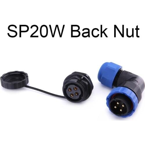 SP20 IP68 90 Degree Elbow Waterproof Connector 1/2/3/4/5/6/7/9/10/12/14 Pin Plug/Socket Industrial Power Angle Cable Connector