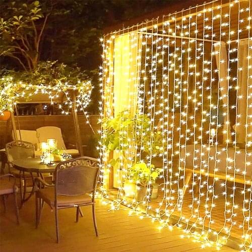 LED Curtain Light 4X0.6M String Lights Water Waterfall Lamp Wedding Room Decor Garland Garden Decoration Outdoor Fairy Lights