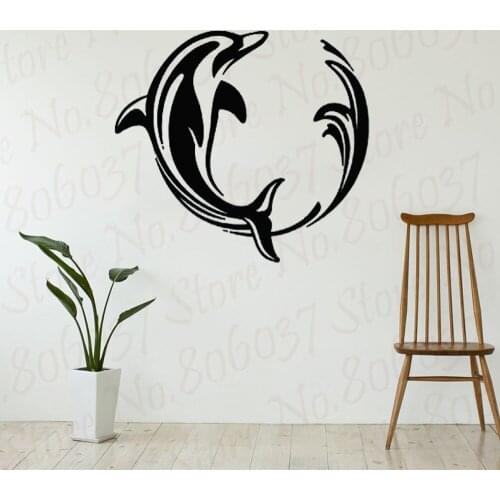 Dolphin Swirl Wall Decal Vinyl Wall Art Home Decor Wall Mural Bedroom Nursery For Kids Room Sticker WL1542