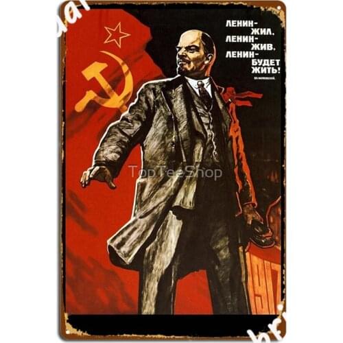 Vintage Soviet Ussr Cccp Lenin Forever Poster Metal Signs Wall pub Garage Club Vintage Poster Tin sign Posters