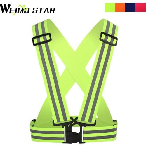 Weimostar Outdoor Sports 4cm Reflective Cycing Vest Lightweight Adjustable Elastic High Visibility Safety Vest Strap Gear