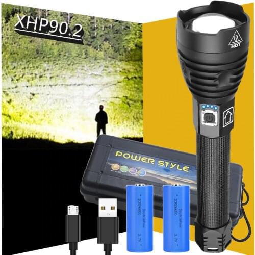 XHP90.2 Ultra Bright Led Flashlight Waterproof Torch Usb xhp50 Rechargeable tactical Flash Light 18650 or 26650 Hand Lamp xhp70