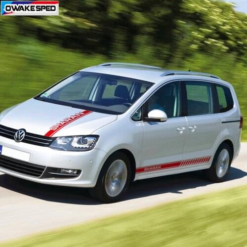 1 set Sport Stripes Car Side Skirt Hood Bonnet Sticker For Volkswagen-Sharan Auto Body Decor Vinyl Decal Tuning Accessories