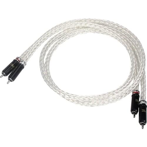 1 pair Hi-End 8AG Silver Plated OCC 16 Strands Audio Cable With WBT0152AG RCA Plug Cable HIFI 2RCA TO 2RCA Cable hifi RCA cable