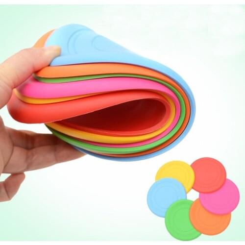 1PC Round Interactive Dog Toys For Small Large Dogs 18*0.3cm Safety Silicone Flying Discs For Bite Training Pet Product Supplier