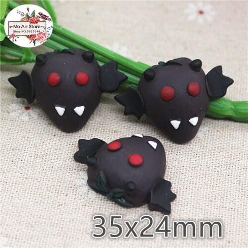 10pcs Resin halloween black strawberry flat back Cabochon Art Supply Decoration Charm hair bow center 25mm