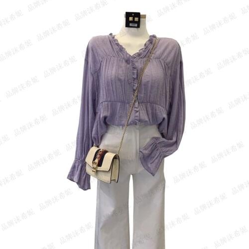 2020 spring summer autumn new women fashion casual chiffon shirt woman female OL ruffle blouse Vq14