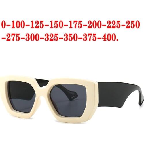 2021 Trendy Trendy Prescription Sun Glasses Lady Myopia Diopter 0 to -6 Minus Eyeglasses Vintage Square Sunglasses Frame NX