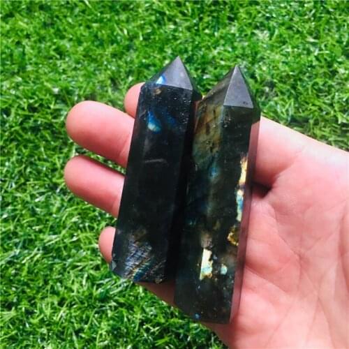 7-8cm Labrador quartz crystal point Natural rod specimen Reiki healing stone 2pc