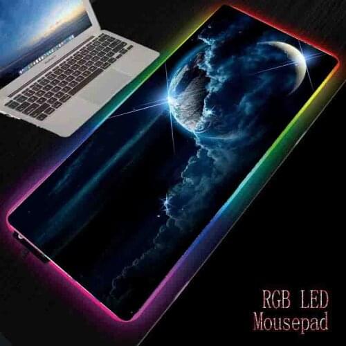 XGZ Large Mouse Pad Starry Sky Moon RGB Gaming Mouse Pad LED Luminous Color Lighting Wireless Charging Mouse Pad Desk Mat