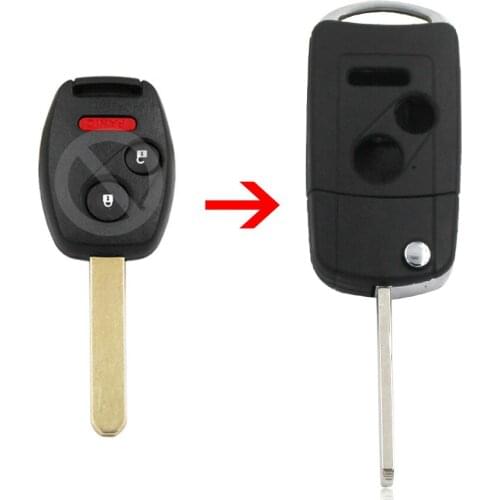 HKOBDII 2+1/3 Button Folding Flip Remote Key Shell Smart Key Case for Honda Accord Civic CR-V Pilot Fit Ridgeline Odyssey LX U B