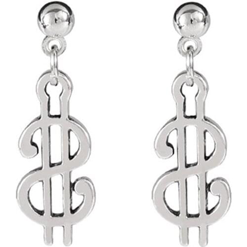 CRLEY Fashion Geometric Zinc Alloy Drop Earring for Women US Dollar Dangle Metal Charm Female Brincos Jewelry Drop Shipping