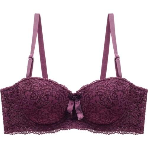 Floral Lingerie Bra Minimizer Lace Padded Bras for Women Everyday Adjusted-straps Floral Brassiere A B C Cup 34 36 38 40 42