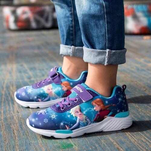Disney Childrens Casual Shoes New cartoon Flying Woven Mesh Lightweight girls frozen Shoes Autumn Sports Shoes