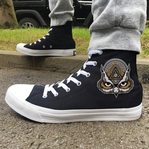 Wen Design Canvas Original Shoes Mask Eagle Totem Hawk Laced Sneakers Female Male Athletic Shoes High Top Black White Choices