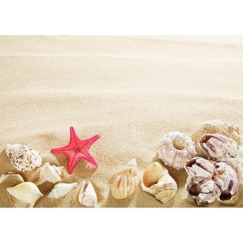 Photography Backdrop Sand Sea Snail Starfish Computer Printed Background for Baby Shower Children Pets Photophone Photo Studio