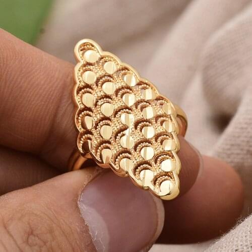 Rings Dubai 7-8 Size Ring For Women/Girl Gold Color Arab Phoenix tail Ring wedding Jewelry Bijoux africains Dubai