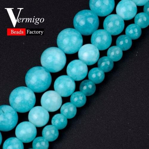 Natural Stone Beads Amazonite Round Loose Beads For Needlework Jewelry Making 6 8 10mm Diy Bracelet Necklace Accessories 15"