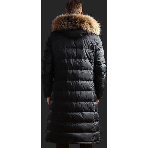 White Goose Down Jacket Men Long Winter Coat Raccoon Fur Collar Plus Size warm Mens Down Jackets 2020 91608 KJ3095
