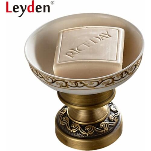 Leyden Antique Brass/ ORB Copper Standing Soap Dish Holder Artistic Ceramic Bath Soap Rack Stand Soap Holder Bathroom Accessory