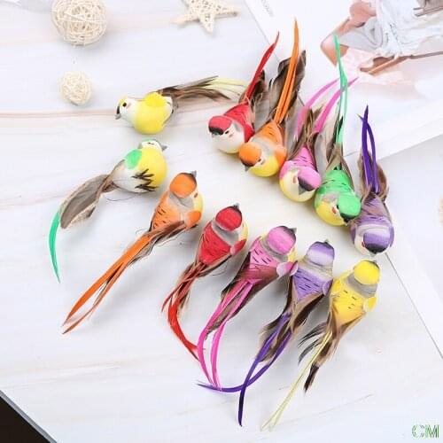 Mini Craft Birds Folk Art DIY Table Bookshelf Ornament Artificial Bird Feather Foam Cute Simulation Bird Sparrow Home Decoration