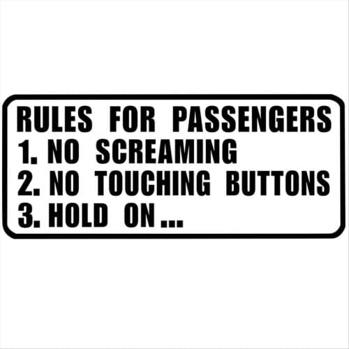 Rules for Passengers Sticker Decal Funny for Race Drift Car Jdm Lowered Stance,13cm*8cm